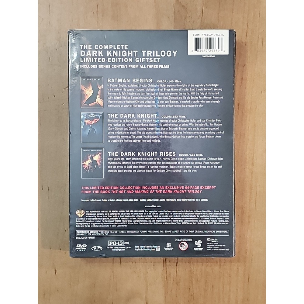 The Dark Knight Trilogy DVD Movie Set Batman 1-3 DC Comics 2012 BRAND NEW! - Picture 2 of 3